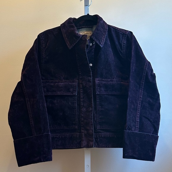 NWT We The Free Suzy Flocked Denim Jacket XS Wine - Picture 4 of 11